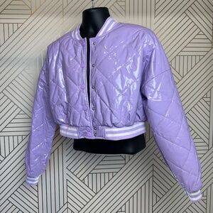 Cropped Lavender Bomber Jacket - Size: 2X - Fashion Nova